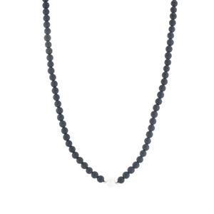 Black Obsidian & Freshwater Cultured Pearl Sterling Silver Necklace (9mm) 