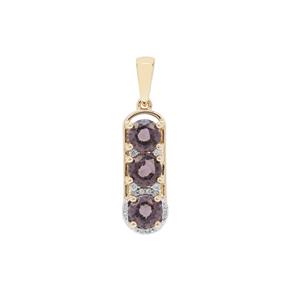 Burmese Purple Spinel Pendant with White Zircon in 9K Gold 1.86cts