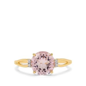 Idar Pink Morganite & White Zircon 9K Gold Ring ATGW 2cts