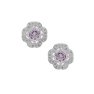 Minas Gerais Kunzite & White Zircon Sterling Silver Earrings ATGW 2.10cts