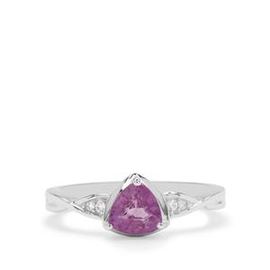 Ilakaka Hot Pink Sapphire & White Zircon Sterling Silver Ring ATGW 1.10cts (F)