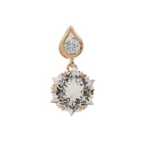 Snowflake Cut Cullinan Topaz Pendant with Diamond in 9K Gold 5.65cts