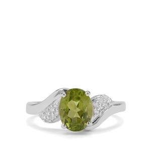 Red Dragon Peridot & White Zircon Sterling Silver Ring ATGW 2.10cts