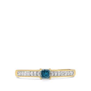 1/3ct Blue & White Diamonds 9K Gold Ring 