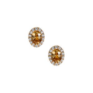 3.20ct Kaduna Canary and White Zircon 9K Gold Earrings 