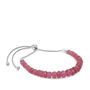 25ct Montepuez Ruby Sterling Silver Beads Slider Bracelet (F)