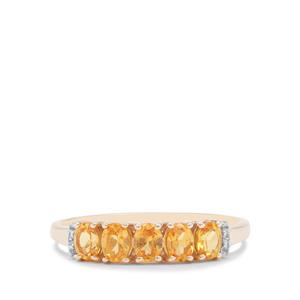 Mandarin Garnet & White Zircon 9K Gold Ring ATGW 1.2cts