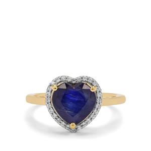 'The Heart of History' Thai Sapphire & White Zircon 9K Gold Ring ATGW 3.85cts 