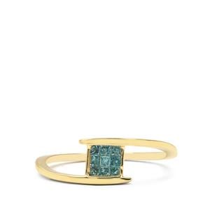 1/5ct Ice Blue Diamond 9K Gold Ring 