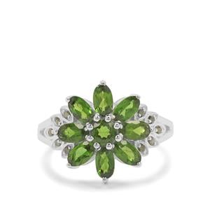 Chrome Diopside & Green Diamond Sterling Silver Ring ATGW 2.21cts