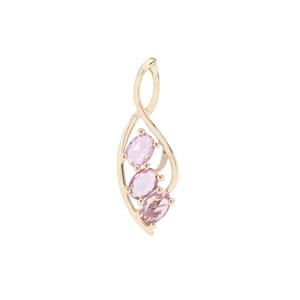 Rose Cut Natural Purple Sapphire Pendant  in 9K Gold 1.04cts