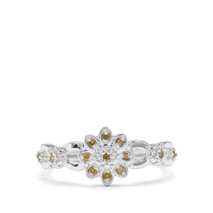1/20ct Yellow Diamonds Sterling Silver Ring