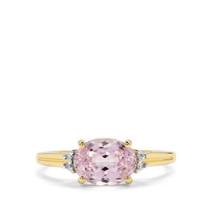 Minas Gerais Kunzite & White Zircon 9K Gold Ring ATGW 2.45cts