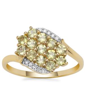 Mansanite™ Ring with Diamond in 9K Gold 1.15cts