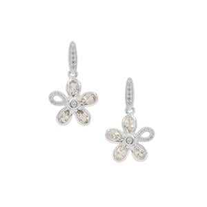 Serenite & White Zircon Sterling Silver Earrings ATGW 2cts