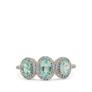 Malysheva Emerald & White Zircon 9K Gold Ring ATGW 1.35cts