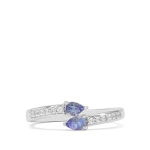 Tanzanite Ring with White Zircon in Sterling Silver 0.45ct