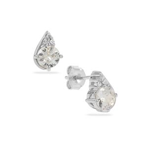 Singida Tanzanian, White Zircon Sterling Silver Earrings ATGW 1.85cts