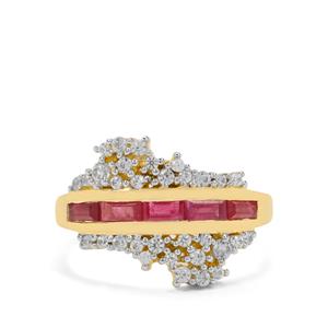 Mozambique Ruby & White Zircon 9K Gold Tomas Rae Ring ATGW 1.40cts
