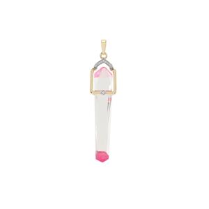 Lehrer Cosmic Obelisk Optic, Pink Quartz & Diamond 9K Gold Pendant