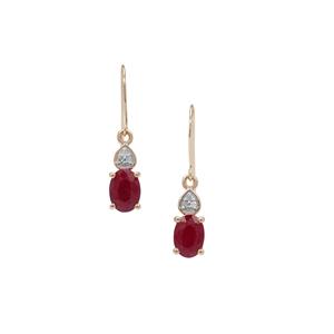 Burmese Ruby Earrings with Diamond in 9K Gold 1.95cts