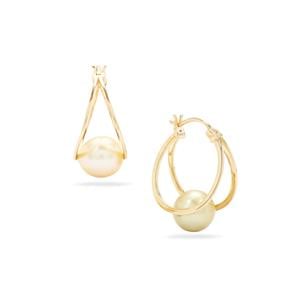 Golden South Sea Cultured Pearl 9K Gold Earrings (8mm)