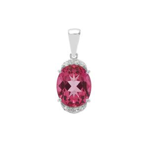 Mystic Pink, White Topaz Sterling Silver Pendant ATGW 6cts