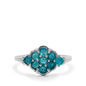 Neon Apatite & White Zircon Sterling Silver Ring ATGW 1.48cts