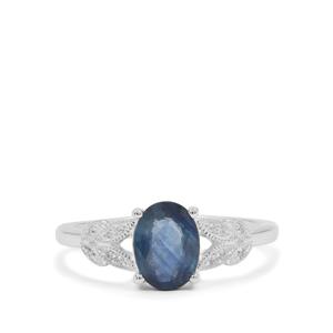 Kanchanaburi Sapphire Ring with White Zircon in Sterling Silver 1.45cts
