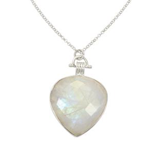 50cts Rainbow Moonstone Sterling Silver Aryonna Necklace 