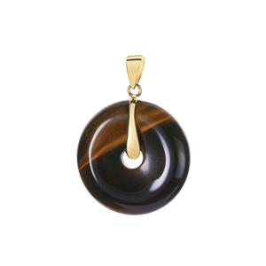 14.85cts Yellow Tiger's Eye Gold Tone Sterling Silver Pendant