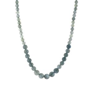 159.76cts Paul Island Labradorite Sterling Silver Graduated Necklace 