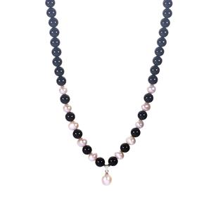 Kaori Cultured Pearl & Black Onyx Sterling Silver Necklace 