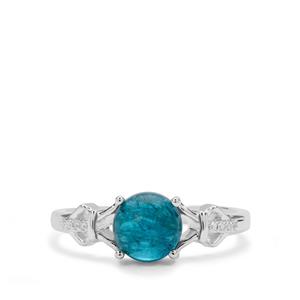 Neon Apatite & White Zircon Sterling Silver Ring ATGW 1.82cts