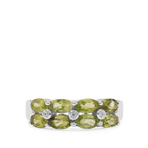 Red Dragon Peridot & White Zircon Sterling Silver Ring ATGW 1.95cts