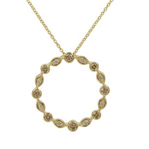 1/3ct Champagne, Golden Ivory Diamonds 9K Gold Pendant Necklace 