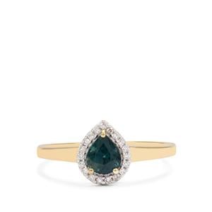 Nigerian Blue Sapphire & Diamonds 9K Gold Ring ATGW 0.80cts