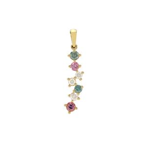 Sakaraha Pink Sapphire, Ice Blue & White Diamond 9K Gold Pendant ATGW 0.54ct