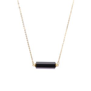 17.10ct Black Onyx Gold Tone Sterling Silver Necklace