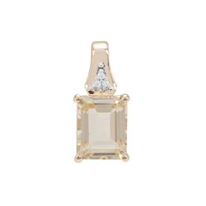 Serenite Pendant with White Zircon in 9K Gold 3.14cts