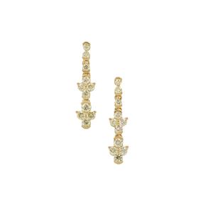 1ct Natural Canary Diamonds 9K Gold Earrings 