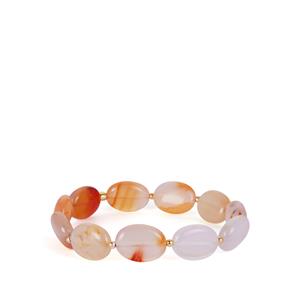 Carnelian Stretchable Bracelet in Gold Tone Sterling Silver 91cts