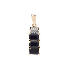 Ethiopian Sapphire Pendant with Diamond in 9K Gold 2.23cts