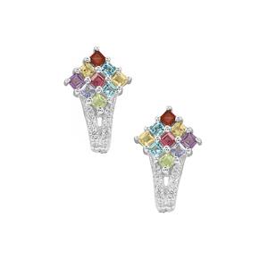Multi Colour Gemstones Sterling Silver Earrings ATGW 0.60ct