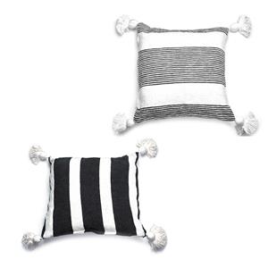 Gem Auras Handwoven Monochrome Tassel Cushion 45 x 45cm - .01=Black / .02=Grey