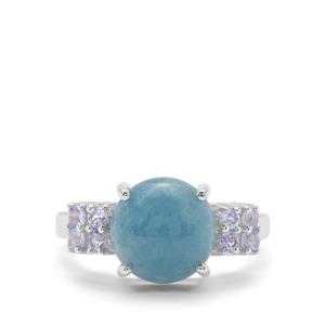 Thor Blue Quartz & Tanzanite Sterling Silver Ring ATGW 4.37cts
