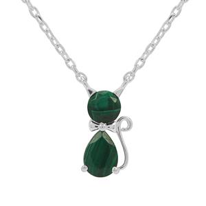 1.80cts Malachite Sterling Silver Necklace 
