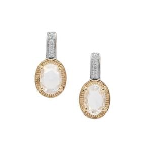 1.87ct Rose Cut Ratanakiri Zircon 9K Gold Earrings