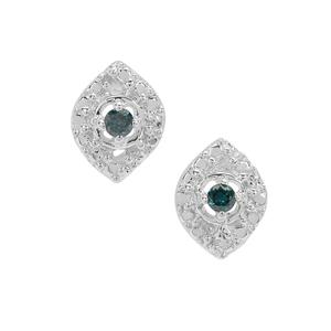 1/20ct Blue Diamonds Sterling Silver Earrings 
