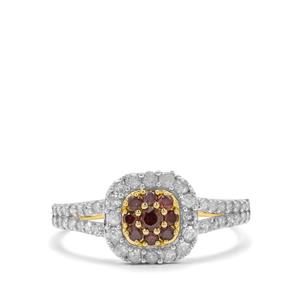 3/4ct Purple, White Diamonds 9K Gold Ring 